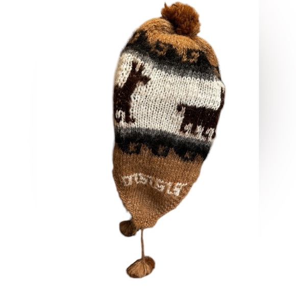 NEPAL EARFLAP HANDMADE 100% WOOL Peruvian Buttery Soft Hat Brown Earflap Tassels - Picture 8 of 11